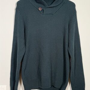 👨‍🏫 Daniel Bishop Shawl Collar‎ Sweater Men's Medium Elbow Patches Waffle Knit